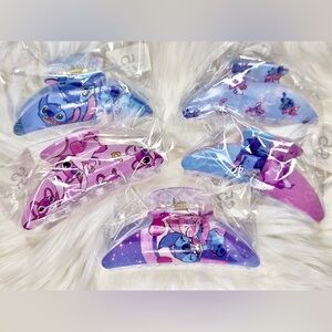 5 pcs set of Stitch Kids Hair Clips Set - Blue and Purple